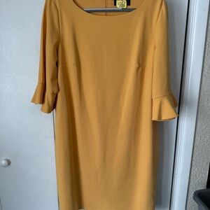 Kasper Mustard Long Sleeve Dress